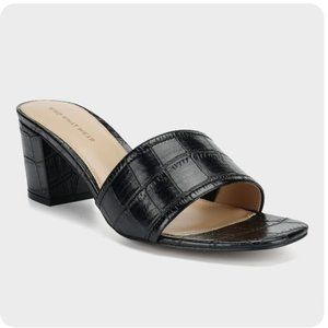 Who What Wear black Kalyn Croc embossed muled slip on heels 9